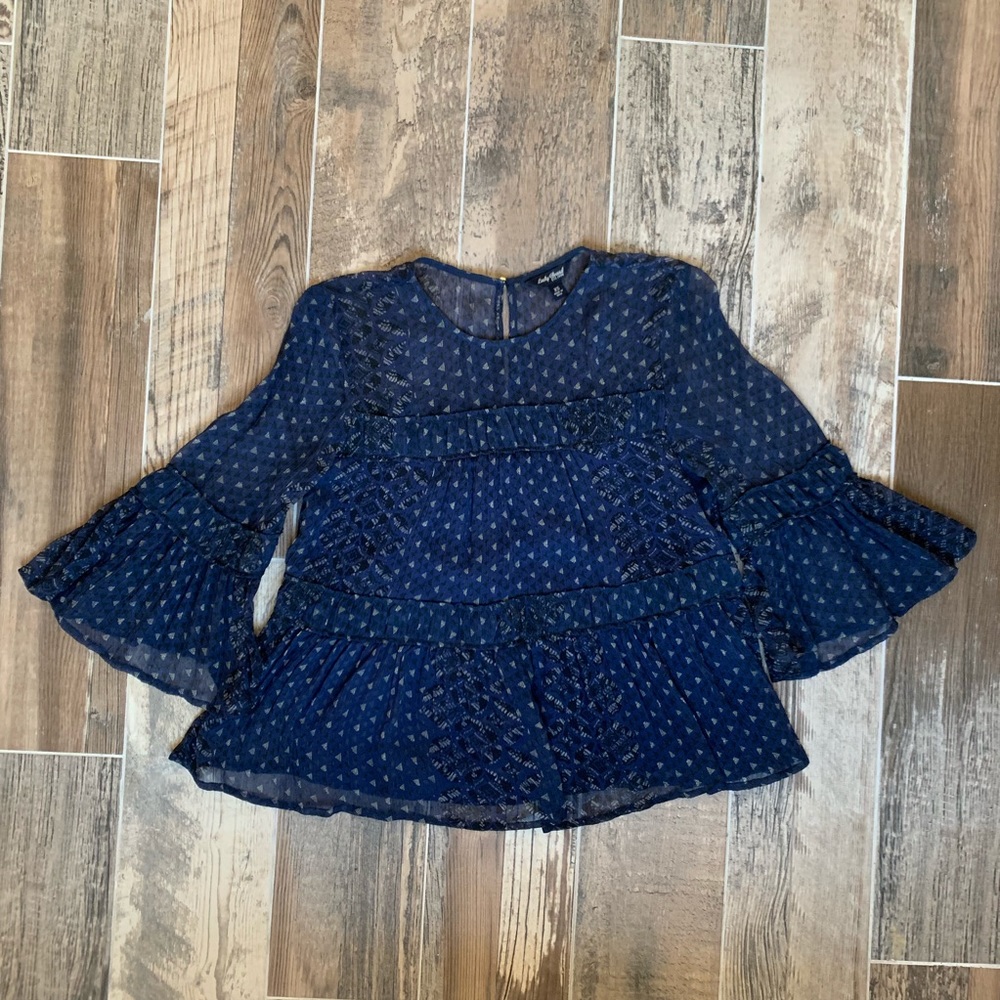 Lucky Brand Blue Gathered Top - Picture 7 of 8